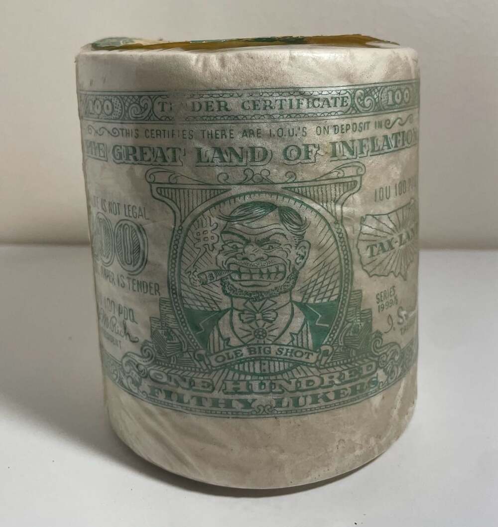 Vintage Big Wheel Tissues Novelty Toilet Paper Roll $100 Bill Gag Gift Unused